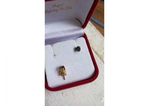 Anting emas dari Thailand dengan batu Blue sapphire yang indah