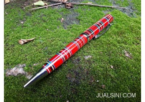 Pulpen Mewah Monte Mount MM500 New Red Ballpoint Chessboard Luxury Pen
