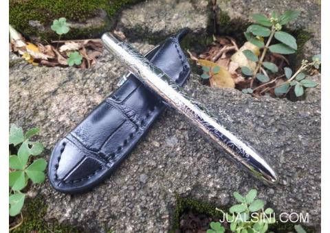 Pulpen Mewah Crocodile CRC001 Mini Metal Pen Plus Sarung Kulit Mewah