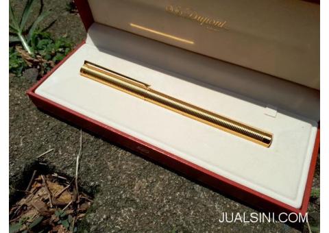 Pulpen Mewah S.T. Dupont Seri 5E5BC94 Classic 18K Gold Pen With Box