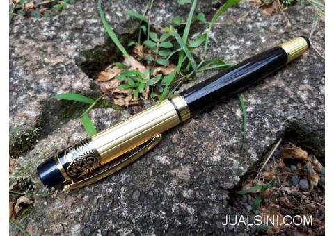 Pulpen Mewah Hero 901 Metal Roller Pen Black Gold Luxury Pen