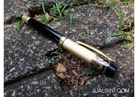 Pulpen Mewah Hero 901 Metal Roller Pen Black Gold Luxury Pen