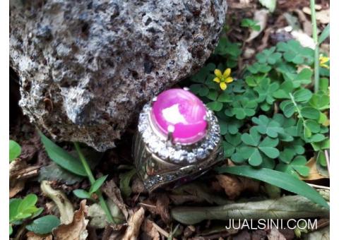 Batu Permata Pink Sapphire SF013 Kristal Ikatan Perak Memo DGL