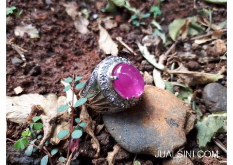 Batu Permata Pink Sapphire SF013 Kristal Ikatan Perak Memo DGL