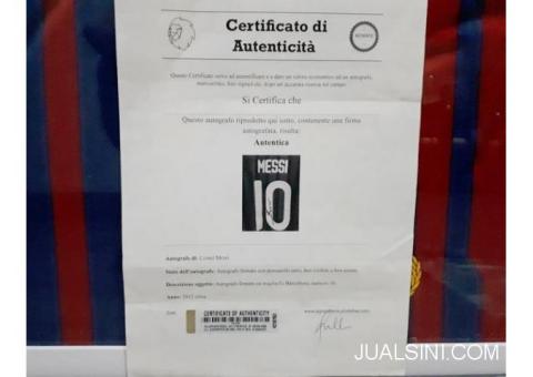 Jersey Barcelona Lionel Messi No 10 Tanda Tangan Messi sertifikat