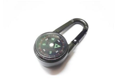 Metal Carabiner Hook Compass Thermometer Multifungsi Hiking Outdoor