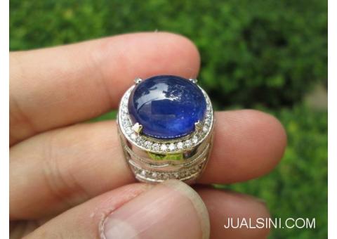 Batu Blue Safir Indah Ikatan Perak Harga Terjangkau SF010