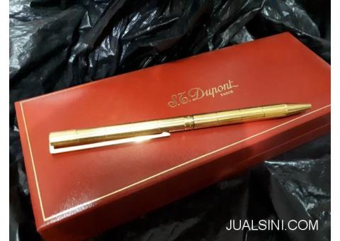 Pulpen Mewah S.T. Dupont Seri 5D4NF56 18k Gold Plated Original Red Box