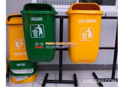 Pusat Tong Sampah Gandeng Bulat Dua Warna