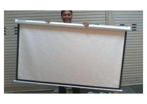 jual layar projector manual 244cm X 244cm