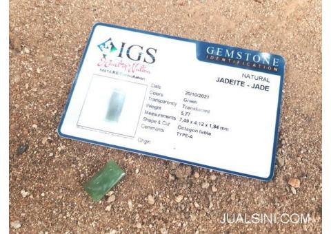Batu Permata Natural Giok Jadeite Jade Type-A JDT027 Memo by IGS