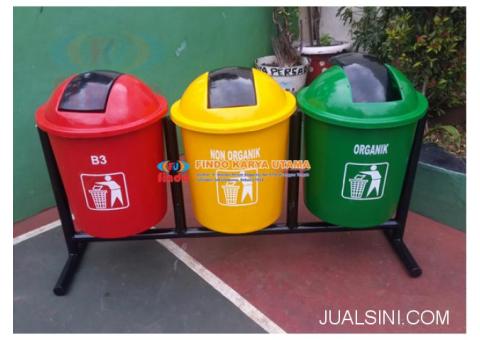 Tong Sampah Bulat Tiga Warna / Tempat Sampah Tiga Warna