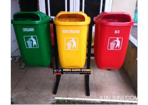 Pusat Tong Sampah Bulat Tiga Warna 002 / Tempat Sampah